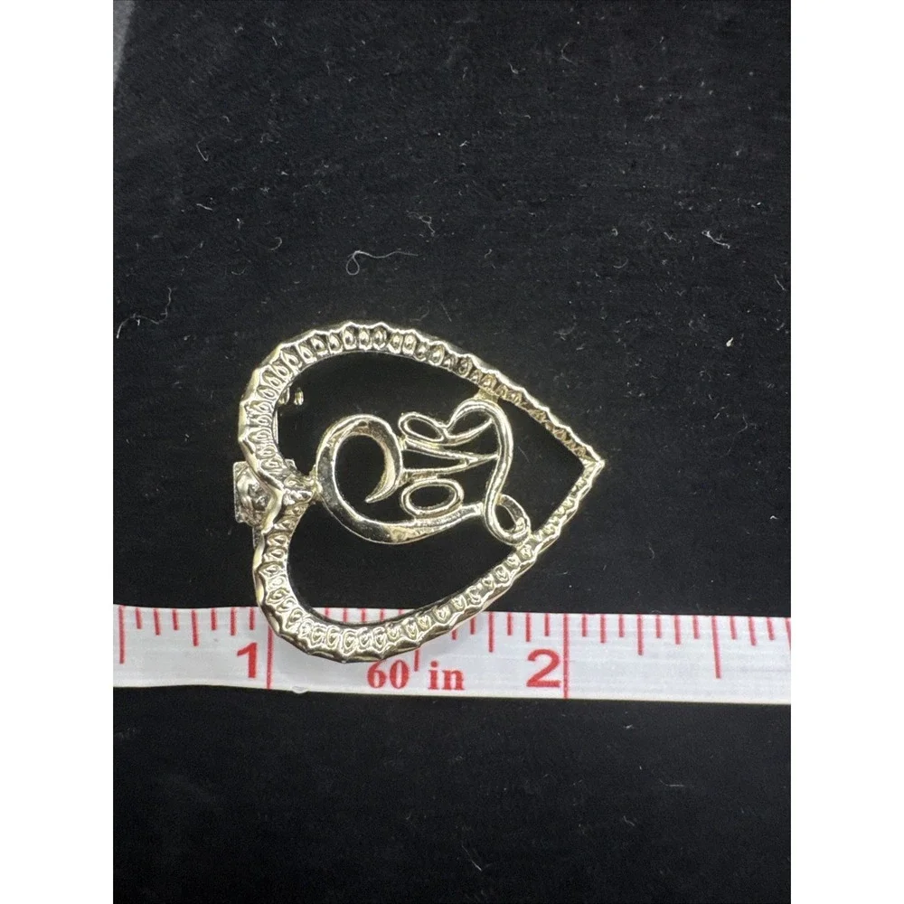 Vintage GERRY's Silver Tone Heart‎ & Love Pattern - Pendant - Brooch - Pin